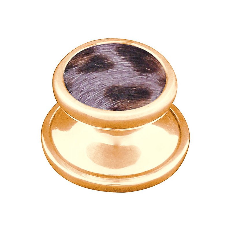 1" Knob with Insert in Polished Gold with Gray Fur Insert