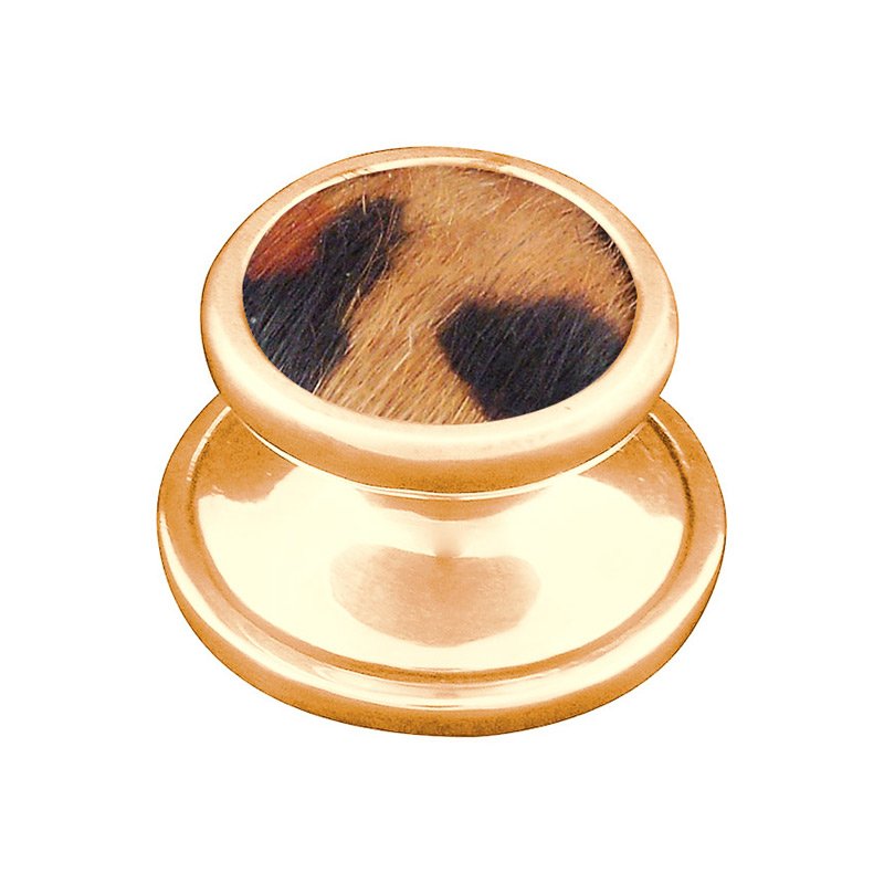 1" Knob with Insert in Polished Gold with Jaguar Fur Insert