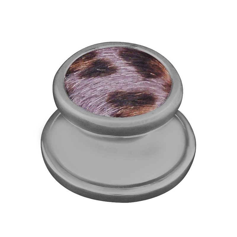 1" Knob with Insert in Satin Nickel with Gray Fur Insert