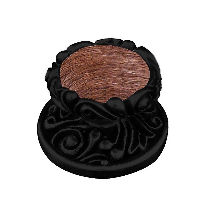 1 1/4" Knob with Insert in Oil Rubbed Bronze with Brown Fur Insert