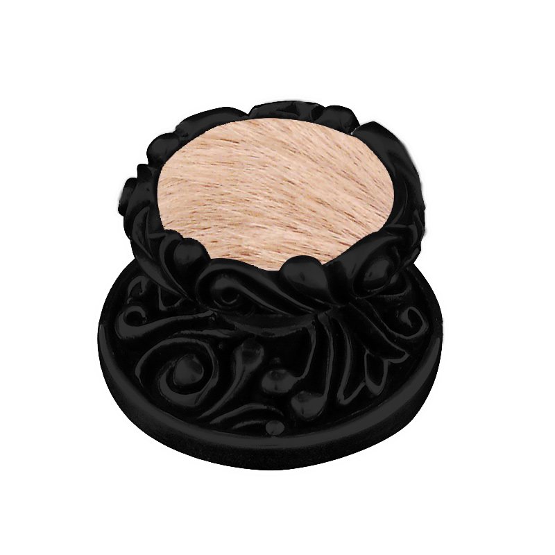 1 1/4" Knob with Insert in Oil Rubbed Bronze with Tan Fur Insert
