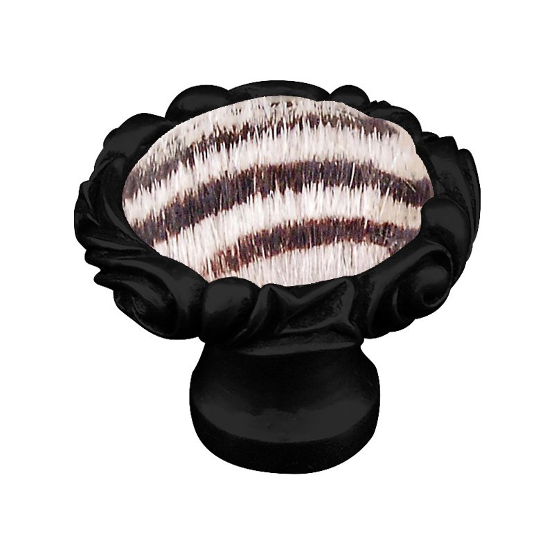 1 1/4" Knob with Small Base and Insert in Oil Rubbed Bronze with Zebra Fur Insert