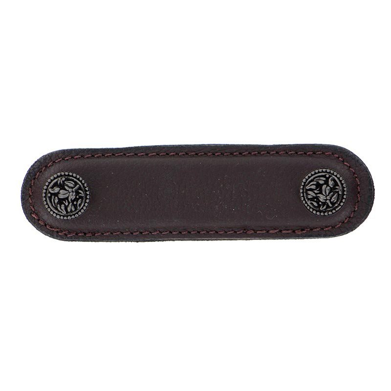 3" (76mm) Pull in Brown Leather in Gunmetal