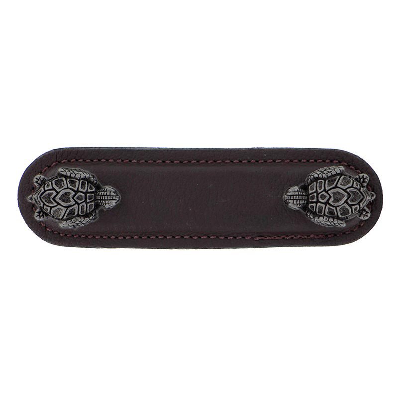 Leather Collection 3" (76mm) Tartaruga Pull in Brown Leather in Gunmetal