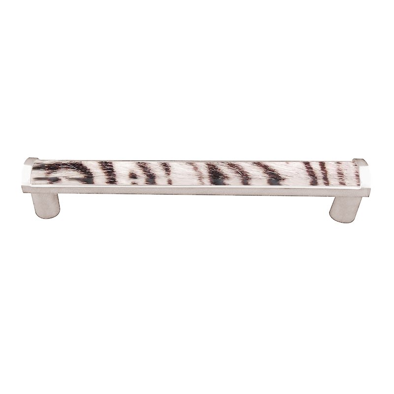 9" Centers Milazzo Equestre Pull in Polished Nickel with Zebra Fur Insert