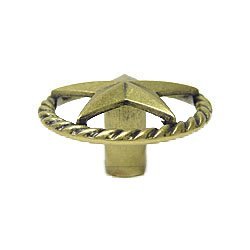 Rope Knob with Star in Antique Brass