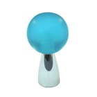 Polyester Sphere Knob in Light Blue Matte with Polished Chrome Base
