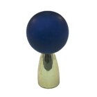 Polyester Sphere Knob in Cobalt Blue Matte with Polished Brass Base