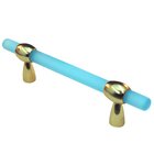 3"- 4" Adjustable Polyester Pull in Light Blue Matte with Polished Brass Base