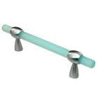 3"- 4" Adjustable Polyester Pull in Light Green Matte with Satin Nickel Base