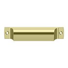 Solid Brass 4" Centers Front Mounted Shell Cup Pull in Unlacquered Brass