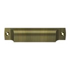 Solid Brass 4" Centers Front Mounted Shell Cup Pull in Antique Brass