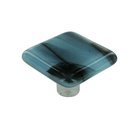 1 1/2" Knob in Black Swirl with Powder Blue with Aluminum base