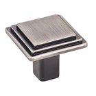 1 1/4" Overall Length Stepped Square Cabinet Knob in Brushed Pewter