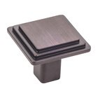 1 1/4" Overall Length Stepped Square Cabinet Knob in Brushed Oil Rubbed Bronze