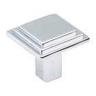 1 1/8" Overall Length Stepped Square Cabinet Knob in Polished Chrome
