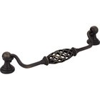 6 1/4" Centers Bird Cage Pull with Backplates in Antique Brushed Satin Brass