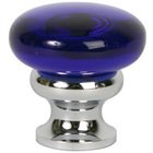 1 1/4" (32mm) Mushroom Glass Knob in Transparent Cobalt/Polished Chrome