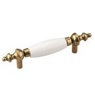 3" Centers Bar Pull with Ceramic Insert in Antique English and White
