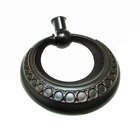 1 7/8" Long Ring Pull with Rings Embossed Detail in Brushed Oil Rubbed Bronze