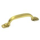 3" Center Two Step Foot Rectangular Pull in Polished Brass