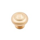 1 1/4" Round Small Double Ringed Knob In Satin Brass