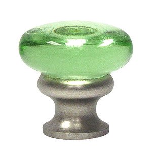 Lewis Dolin Hardware Inc. Knobs Collection - 1 1/4" (32mm) Glass Mushroom Knob in Transparent Green/Brushed Nickel
