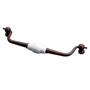 Richelieu Hardware - Styles Inspiration - Porcelain and Forged Iron 7" Centers Drop Pull in White and Rust