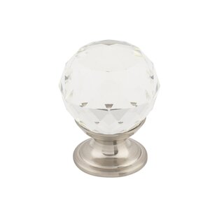 Top Knobs - Crystal - Knob in Clear Crystal with Brushed Satin Nickel