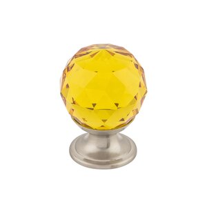 Top Knobs - Crystal - Knob in Amber Crystal with Brushed Satin Nickel