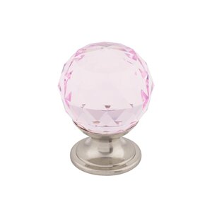Top Knobs - Crystal - Knob in Pink Crystal with Brushed Satin Nickel