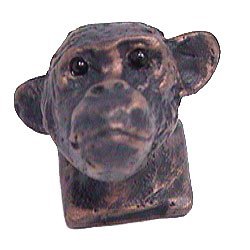 Monkey Head Knob in Black with Terra Cotta Wash