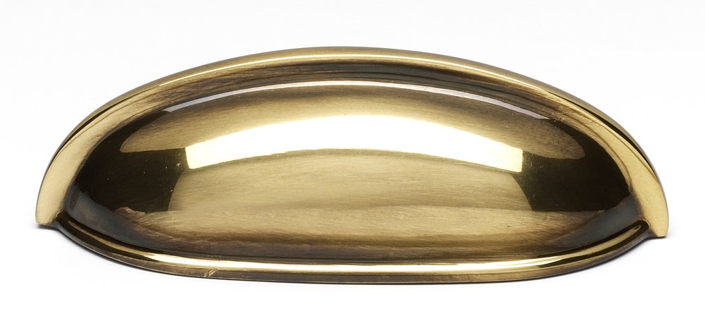 Solid Brass 3" Centers Cup Pull in Polished Antique