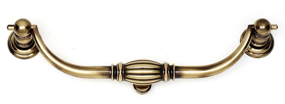Solid Brass 8" Centers Bail Pull in Polished Antique