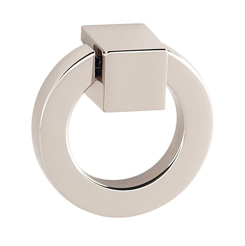 1 1/2" Round Ring with Small Square Mount in Polished Nickel