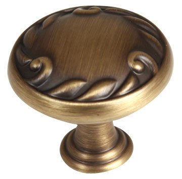 Solid Brass 1 1/4" Diameter Knob in Antique English Matte