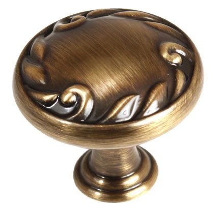 Solid Brass 1 1/2" Diameter Knob in Antique English
