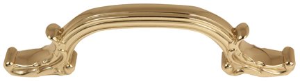 Solid Brass 4" Centers Handle in Unlacquered Brass