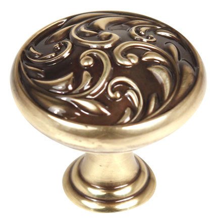 Solid Brass 1 1/4" Diameter Knob in Polished Antique