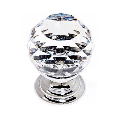 Solid Brass 1 3/16" Spherical Knob in Swarovski /Polished Chrome