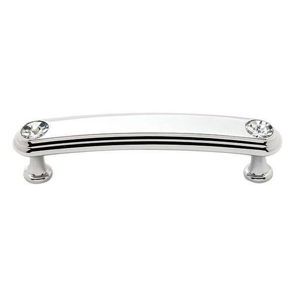 Solid Brass 3 1/2" Centers Rounded Handle in Swarovski /Polished Chrome