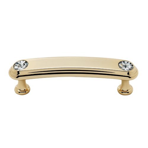 Solid Brass 3" Centers Rounded Handle in Swarovski /Gold