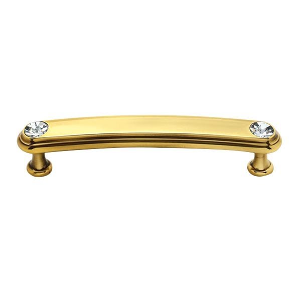 Solid Brass 4" Centers Rounded Handle in Swarovski /Polished Antique