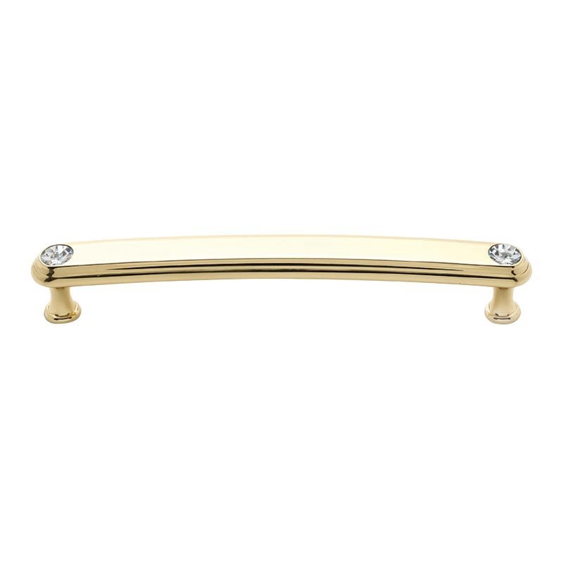 Solid Brass 6" Centers Rounded Handle in Swarovski /Polished Brass