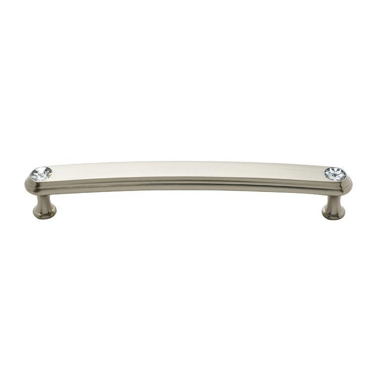 Solid Brass 6" Centers Rounded Handle in Swarovski /Satin Nickel