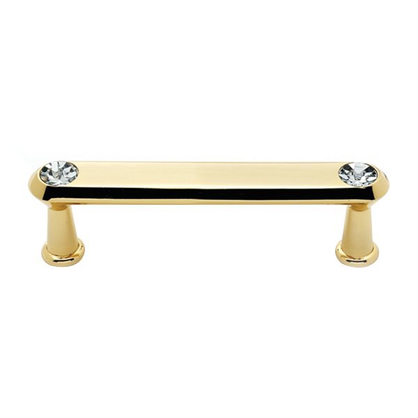 Solid Brass 3 1/2" Centers Handle in Swarovski Crystal/Gold