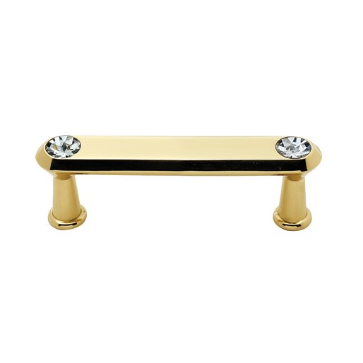 Solid Brass 3" Centers Handle in Swarovski Crystal/Polished Brass
