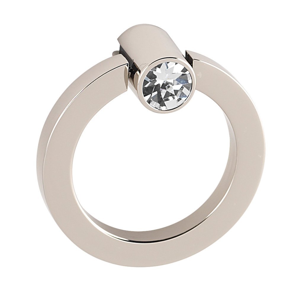 2" Round Ring with Crystal Small Round Mount in Polished Nickel
