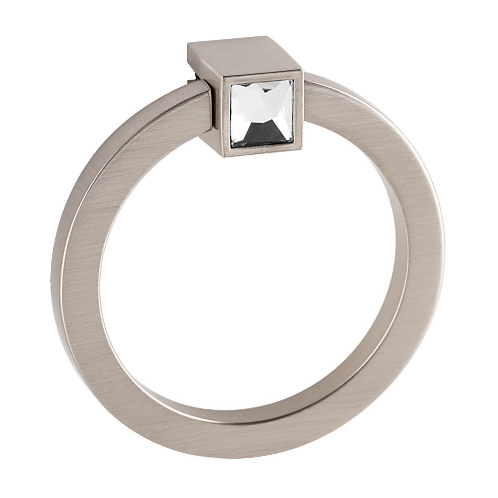 2 1/2" Round Ring with Crystal Small Square Mount in Satin Nickel