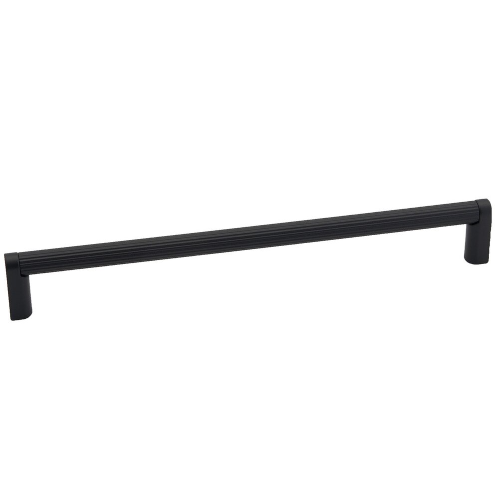 8" Centers Pull Ribbed Bar in Matte Black 